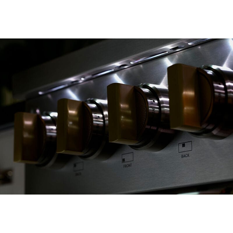 Monogram Statement Series 48 in. 8.2 cu. ft. Smart Air Fry True European Convection Double Oven Dual Fuel Range with 4 Sealed Burners, Grill & Griddle - Stainless Steel, , hires