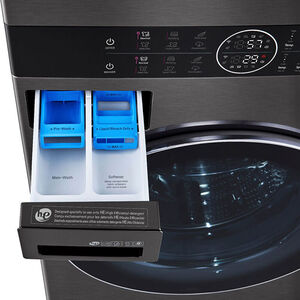 LG 27 in. WashTower with 4.5 cu. ft. Washer with 10 Wash Programs & 7.4 cu. ft. Electric Dryer with 9 Dryer Programs, Sensor Dry & Wrinkle Care - Black Steel, Black Steel, hires