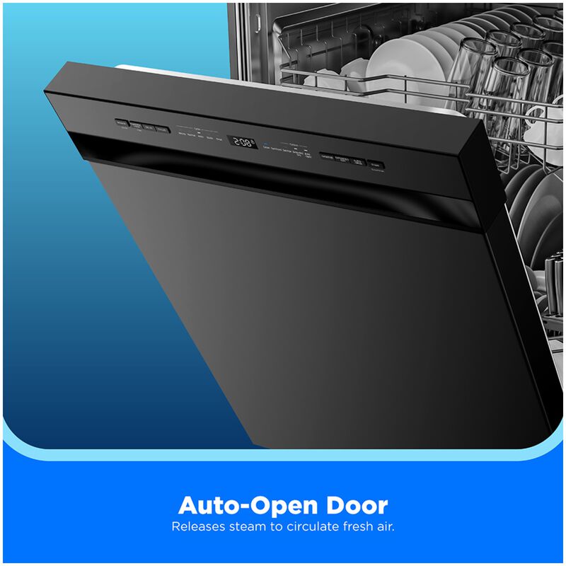 Midea 24 in. Front Control Flush-Mount Dishwasher with 52 dBA Sound level, Auto Open Door & Pocket Handle - Black, , hires