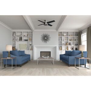Hunter Dempsey 52 in. Low Profile Ceiling Fan and Handheld Remote - Brushed Nickel, Brushed Nickel, hires