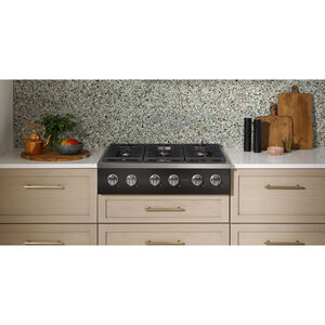 Cafe Commercial-Style 36 in. 6-Burner Natural Gas Rangetop with Simmer & Power - Matte Black, Matte Black, hires