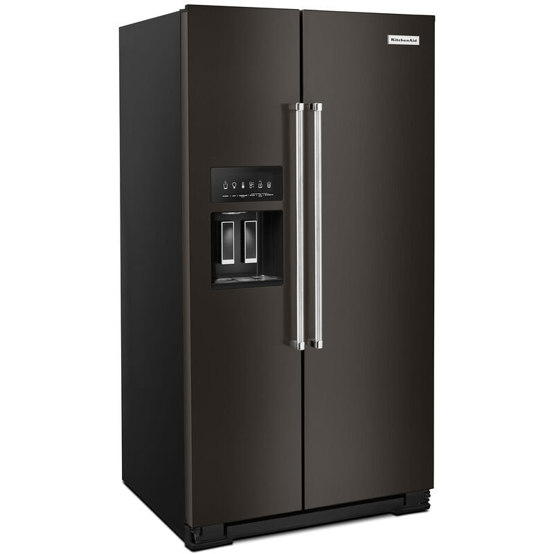 KitchenAid 36 in. 24.8 cu. ft. Side-by-Side Refrigerator with Ice & Water  Dispenser - Black Stainless Steel