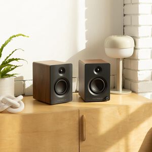 Victrola Tempo Bluetooth Bookshelf Speakers - Walnut, , hires