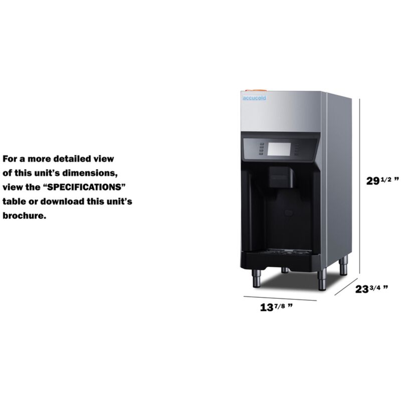 Summit Accucold 14 in. Commercial-Use Ice Maker with 6.2 lb. Ice Storage, Auto-Defrost & Digital Control - Stainless Steel/Black, , hires