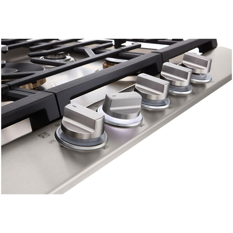 LG SIGNATURE 30 in. 5-Burner Smart Natural Gas Cooktop with EasyClean, Simmer Burner & Power Burner - Stainless Steel, , hires