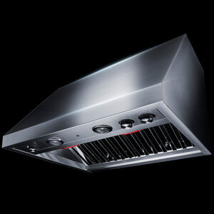 JennAir 30 in. Canopy Pro Style Range Hood with 4 Speed Settings, 600 CFM, Ducted Venting & 2 Halogen Lights - Stainless Steel, , hires