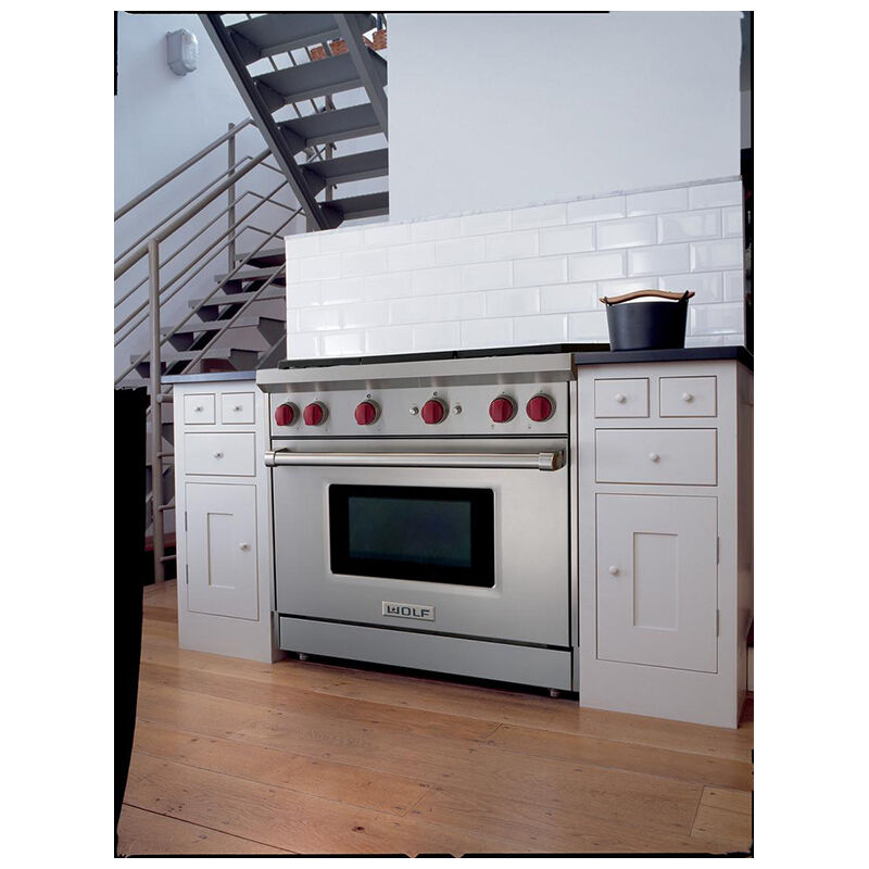 Wolf 36 in. 5.5 cu. ft. Oven Freestanding LP Gas Range with 4 Sealed Burners & Griddle - Stainless Steel, , hires