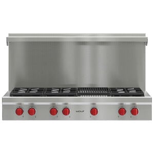 Wolf 48 in. 6-Burner LP Gas Rangetop with Grill & Power Burner - Stainless Steel, , hires
