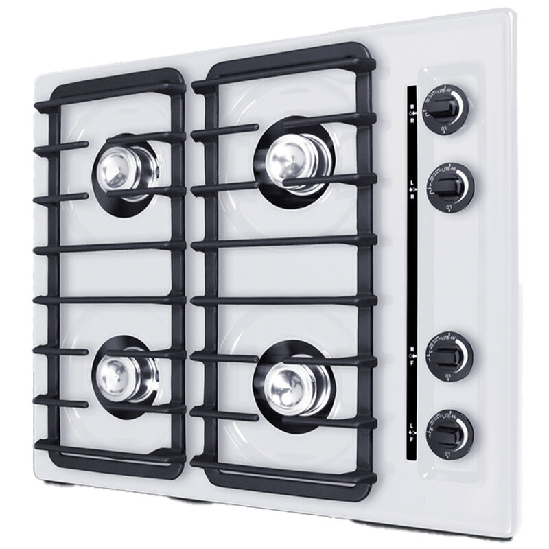 Summit 24 in. 4-Burner Natural Gas Cooktop - White, , hires