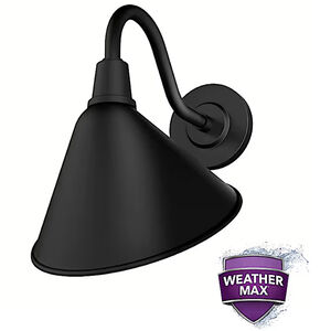 Hunter Cassius Rustic Modern Metal Cone Outdoor Medium Wall Light-Matte Black, , hires