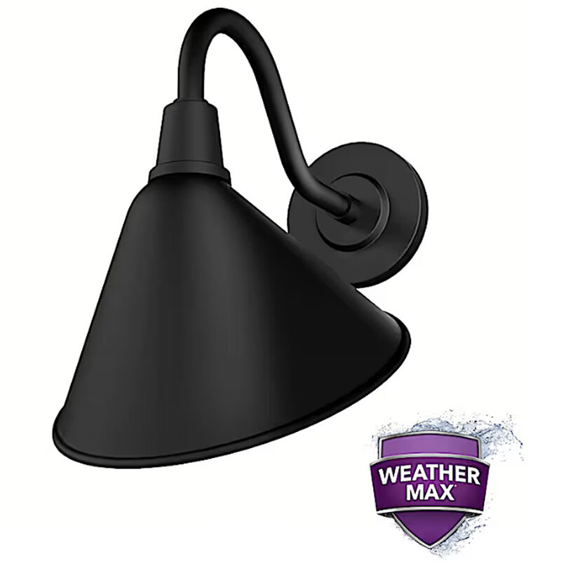 Hunter Cassius Rustic Modern Metal Cone Outdoor Medium Wall Light-Matte Black, , hires