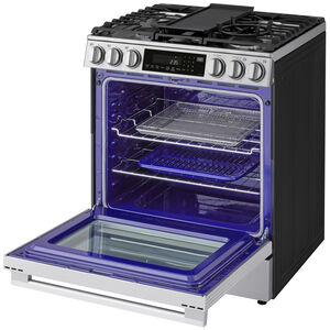 LG 30 in. 6.3 cu. ft. Smart Air-Fry True European Convection Slide-In Gas Range with 5 Sealed Burners & Griddle - PrintProof Stainless Steel, , hires