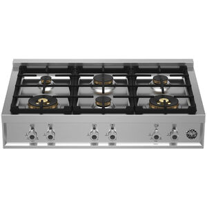 Bertazzoni Professional Series 36 in. 6-Burner LP Gas Rangetop with Simmer Burner & Power Burner - Stainless Steel, , hires