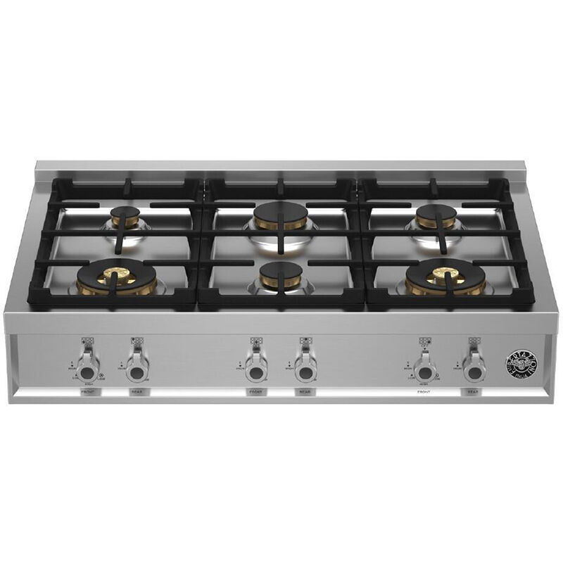 Bertazzoni Professional Series 36 in. 6-Burner LP Gas Rangetop with Simmer Burner & Power Burner - Stainless Steel, , hires
