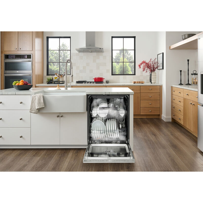 LG 24 in. Top Control Flush-Mount Smart Dishwasher with 46 dBA Sound Level, 3rd-Rack, AutoVent Dry & Pocket Handle - Black, , hires