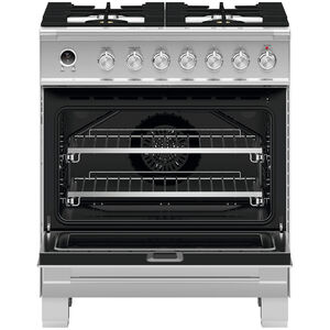 Fisher & Paykel Series 9 Classic 30 in. 3.5 cu. ft. True European Convection Dual Fuel Range with 4 Sealed Burners - Stainless Steel, , hires