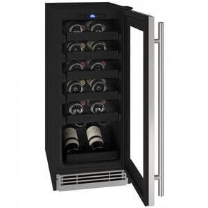 U-Line 1 Class 15 in. Undercounter Wine Cooler with Metal Racks, Single Temperature Zone & 24 Bottle Capacity - Stainless Steel, Stainless Steel, hires