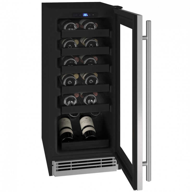 U-Line 1 Class 15 in. Undercounter Wine Cooler with Metal Racks, Single Temperature Zone & 24 Bottle Capacity - Stainless Steel, Stainless Steel, hires