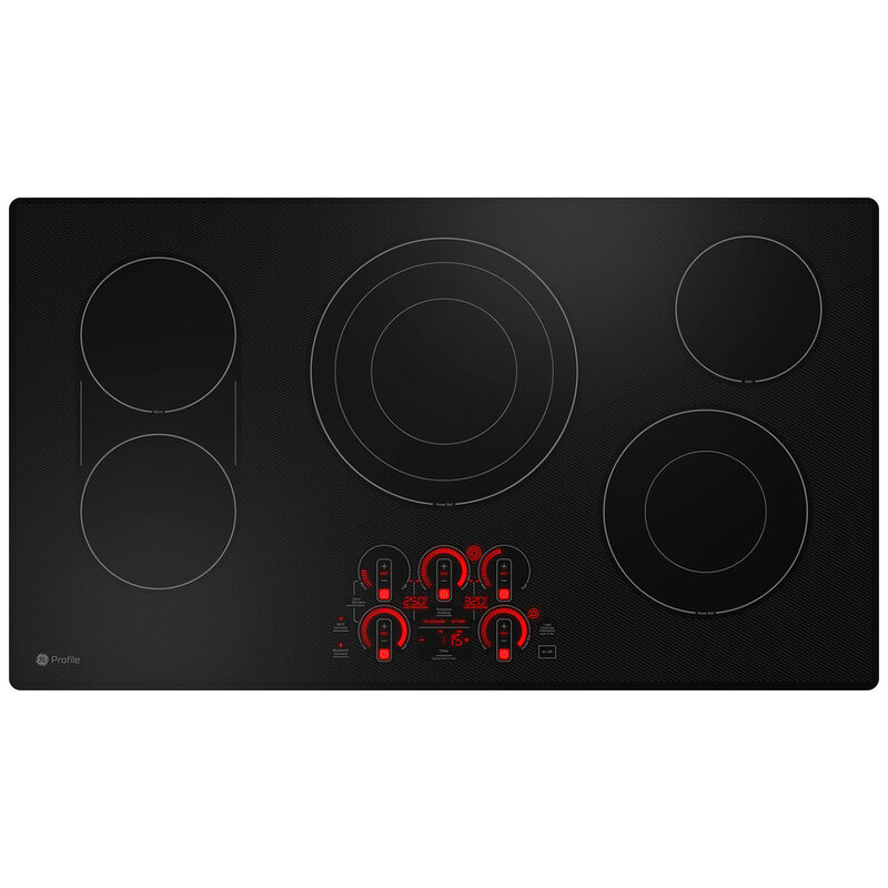 GE Profile 36 in. 5-Burner Smart Electric Cooktop with Simmer Burner & Power Burner - Black, , hires