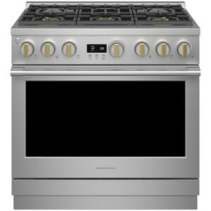 Monogram 36 in. 5.8 cu. ft. Smart Air Fry Convection Oven Freestanding Dual Fuel Range with 6 Sealed Burners - Stainless Steel, , hires