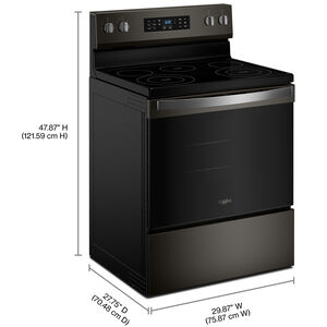 Whirlpool 30 in. 5.3 cu. ft. Air-Fry Standard Convection Electric Range with Radiant Burners - Black Stainless, , hires