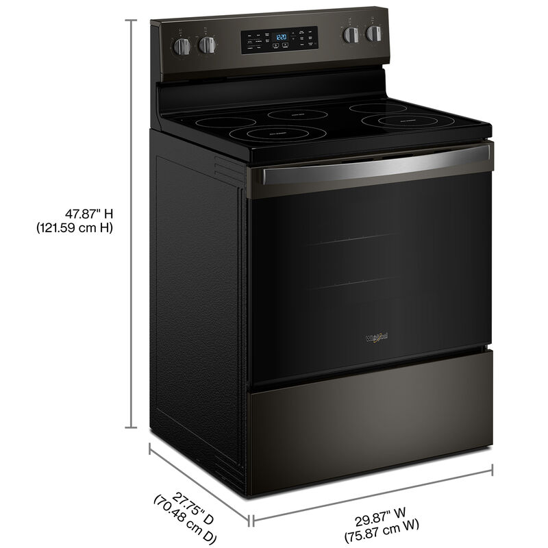 Whirlpool 30 in. 5.3 cu. ft. Air-Fry Standard Convection Electric Range with Radiant Burners - Black Stainless, , hires