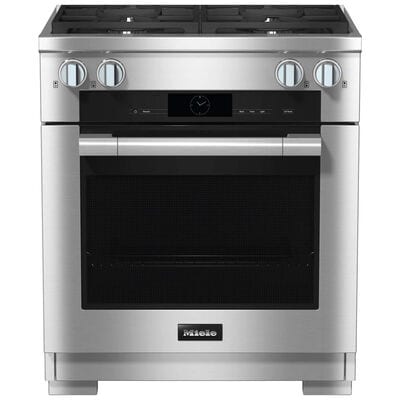 Miele 30 in. 4.6 cu. ft. Smart Dual Convection Dual Fuel Range with 4 Sealed Burners - Clean Steel | HR1924-3GDF