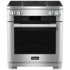 Miele 30 in. 4.6 cu. ft. Smart Convection Oven Freestanding Dual Fuel Range with 4 Sealed Burners - Clean Touch Steel, , hires