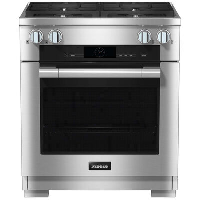Miele 30 in. 4.6 cu. ft. Smart Convection Oven Freestanding Dual Fuel Range with 4 Sealed Burners - Clean Touch Steel | HR1924-3GDF