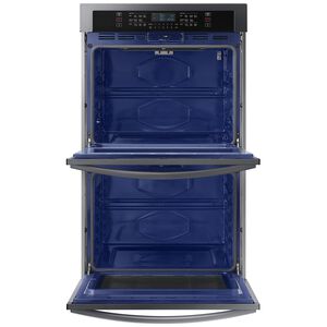 Samsung 30 in. 10.2 cu. ft. Smart Top Control Electric Double Wall Oven - Fingerprint Resistant Black Stainless Steel, Black Stainless, hires