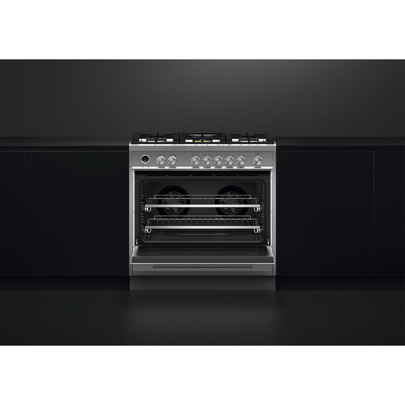 Fisher & Paykel Series 9 36 in. 4.9 cu. ft. True European Convection Dual Fuel Range with 5 Sealed Burners - Stainless Steel, , hires