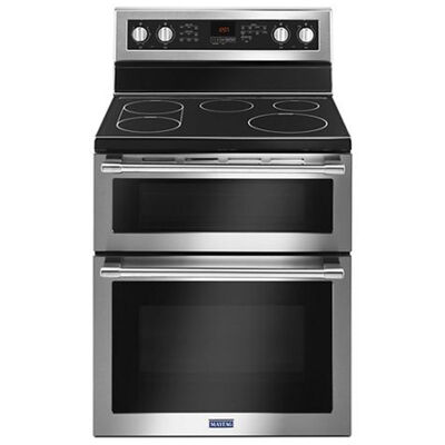 Maytag 30 in. 6.7 cu. ft. True European Convection Double Oven Electric Range with Radiant Burners - Fingerprint Resistant Stainless | MET8800FZ