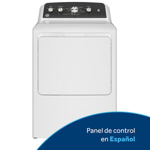 GE 27 in. 7.2 cu. ft. Gas Dryer with Spanish Panel & Up To 120 ft. Venting - White, , hires