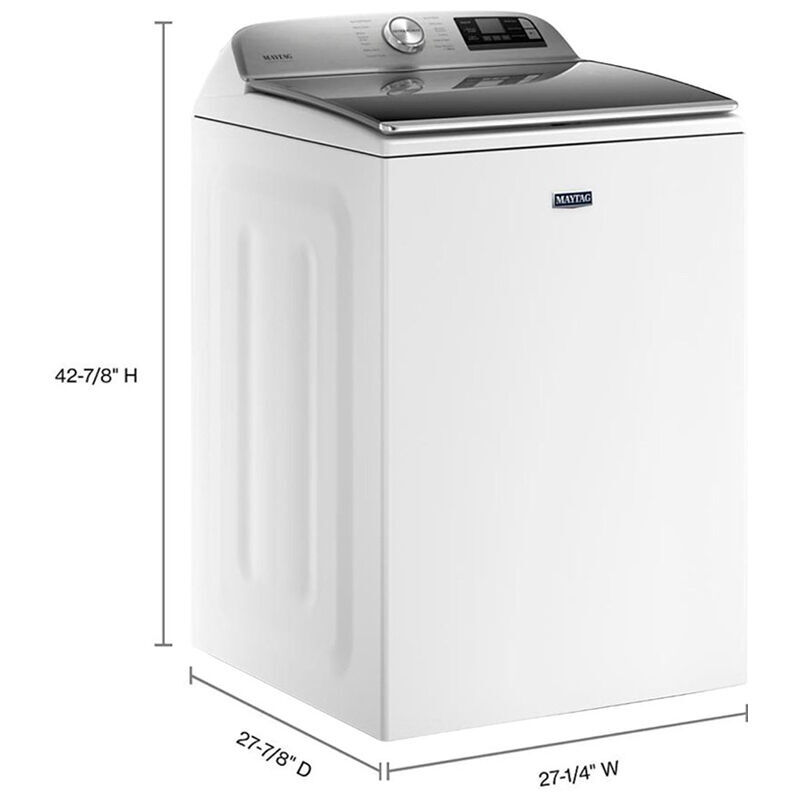 Maytag 27 in. 5.2 cu. ft. Smart Top Load Washer with Agitator & Extra Power Button - White, White, hires