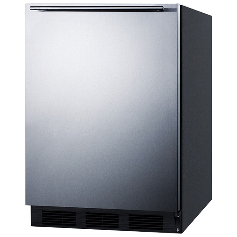 Summit 24 in. 5.5 cu. ft. Mini Fridge - Stainless Steel with Black Cabinet, , hires
