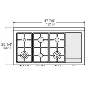 Bertazzoni Professional Series 48 in. 6-Burner Natural Gas Rangetop with Griddle, Simmer Burner & Power Burner - Stainless Steel, , hires