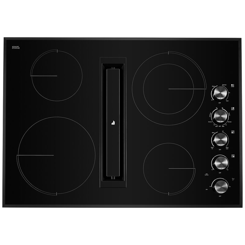 JennAir Oblivian Glass 30 in. 4-Burner Electric Cooktop with Downdraft, Simmer Burner & Power Burner - Black, , hires