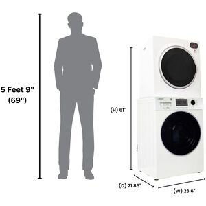Equator Compact 24 in. 1.57 cu. ft. Electric Front Load Laundry Center with Sensor Dry, Pet & Sanitize Cycle - White, , hires