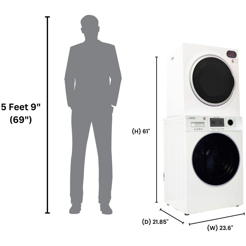 Equator Compact 24 in. 1.57 cu. ft. Electric Front Load Laundry Center with Sensor Dry, Pet & Sanitize Cycle - White, , hires