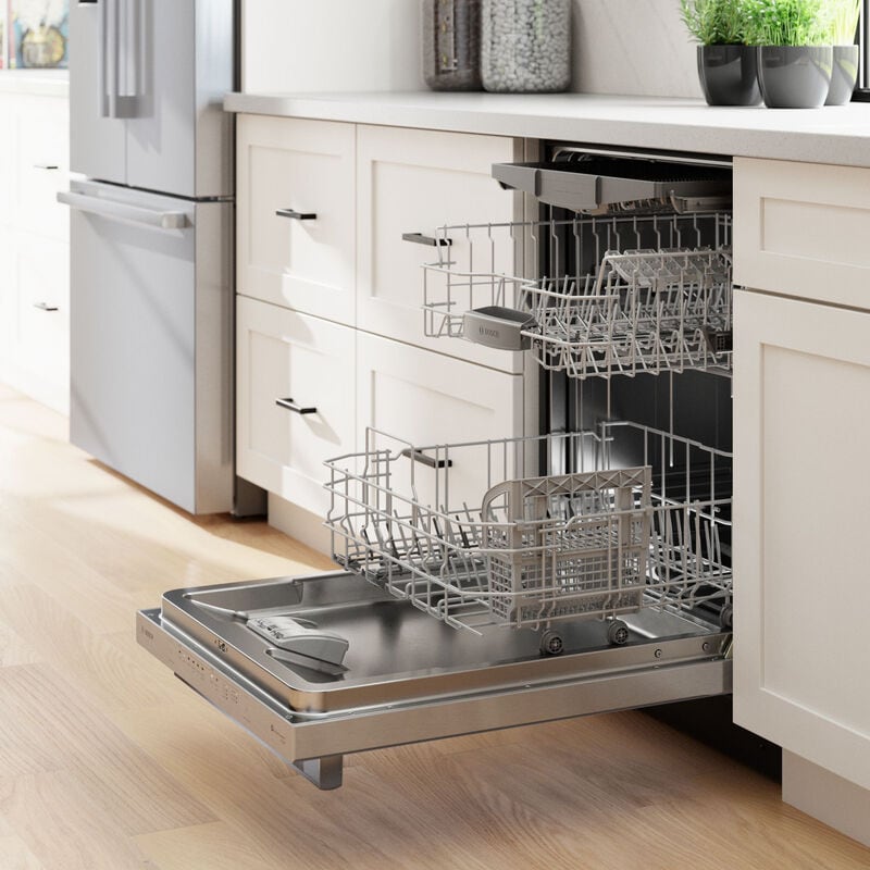 Bosch 300 Series 24 in. Smart Built-In Dishwasher with Top Control, 46 dBA Sound Level, 16 Place Settings, 8 Wash Cycles & Sanitize Cycle - Stainless Steel, Stainless Steel, hires