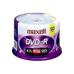 Maxell DVD-R 4.7GB Write-Once, 16x Recordable Disc (Spindle Pack of 50), , hires