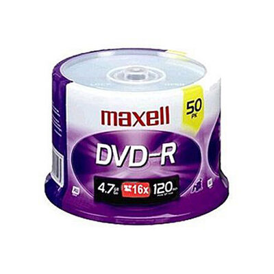 Maxell DVD-R 4.7GB Write-Once, 16x Recordable Disc (Spindle Pack of 50) | 638011