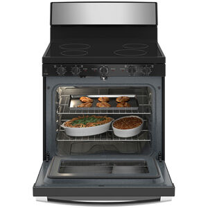 GE 30 in. 5.0 cu. ft. Oven Freestanding Electric Range with 4 Smoothtop Burners - Stainless Steel, , hires