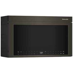 KitchenAid 30 in. 1.1 cu. ft. Over-the-Range Smart Microwave with 10 Power Levels, 400 CFM & Sensor Cooking Controls - Black Stainless Steel, Black Stainless Steel, hires