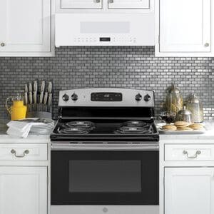 GE 30 in. 1.2 cu. ft. 1000W Low Profile Over-the-Range Microwave with 400 CFM & Sensor Cooking - White, , hires