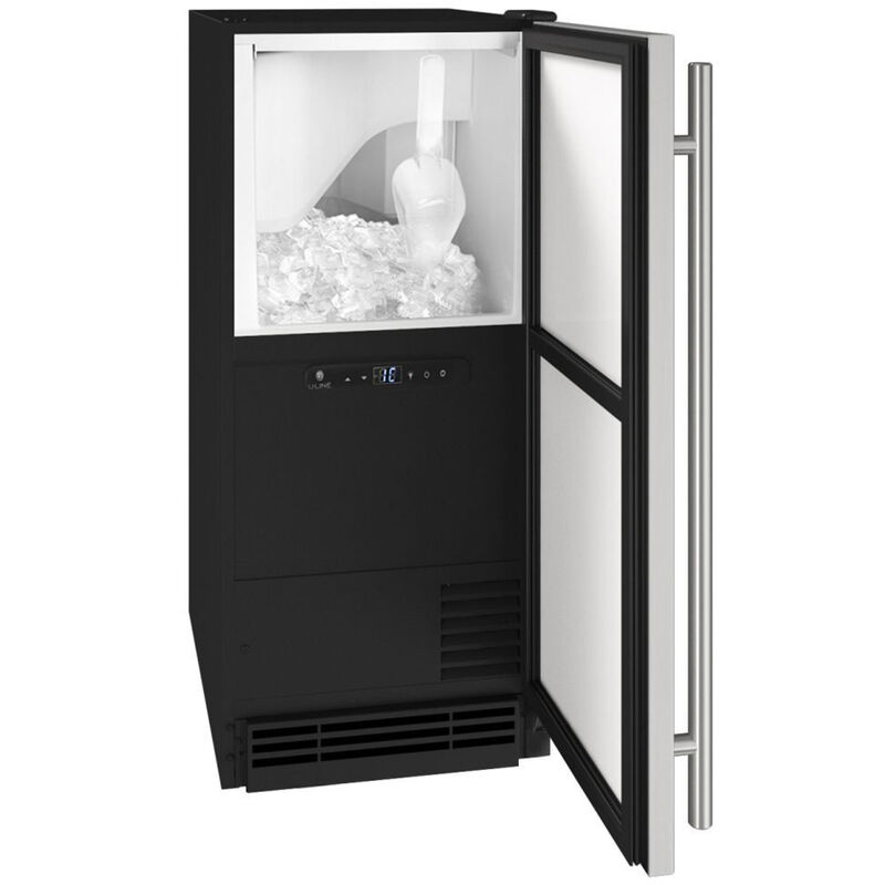 U-Line 15 in. Ice Maker with 25 Lbs. Ice Storage Capacity, Clear Ice Technology & Digital Touchpad Controls - Stainless Steel, Stainless Steel, hires