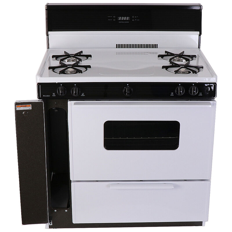 Premier 36 in. 3.9 cu. ft. Gas Range with Open Burners - White, White, hires