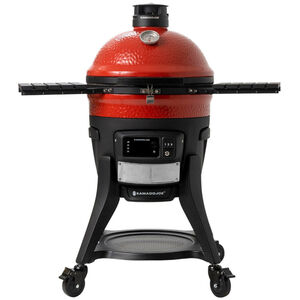Kamado Joe 47 in. Single Rack Charcoal Smoker with Built-In Thermometer & Side Table - Red, , hires