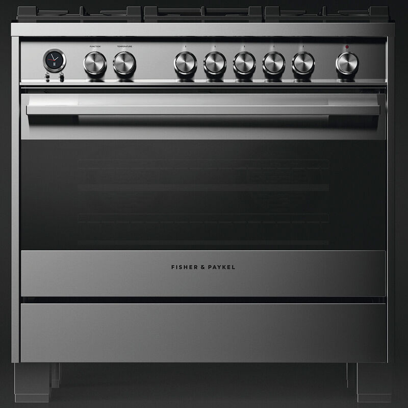 Fisher & Paykel Series 9 36 in. 4.9 cu. ft. True European Convection Dual Fuel Range with 5 Sealed Burners - Stainless Steel, , hires