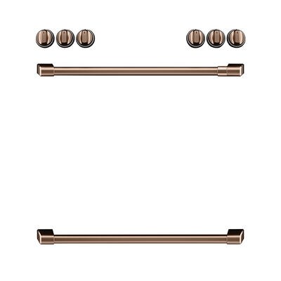 Cafe Knob Set and Handle Kit for Ranges - Brushed Copper | CXFCEHKPMCU